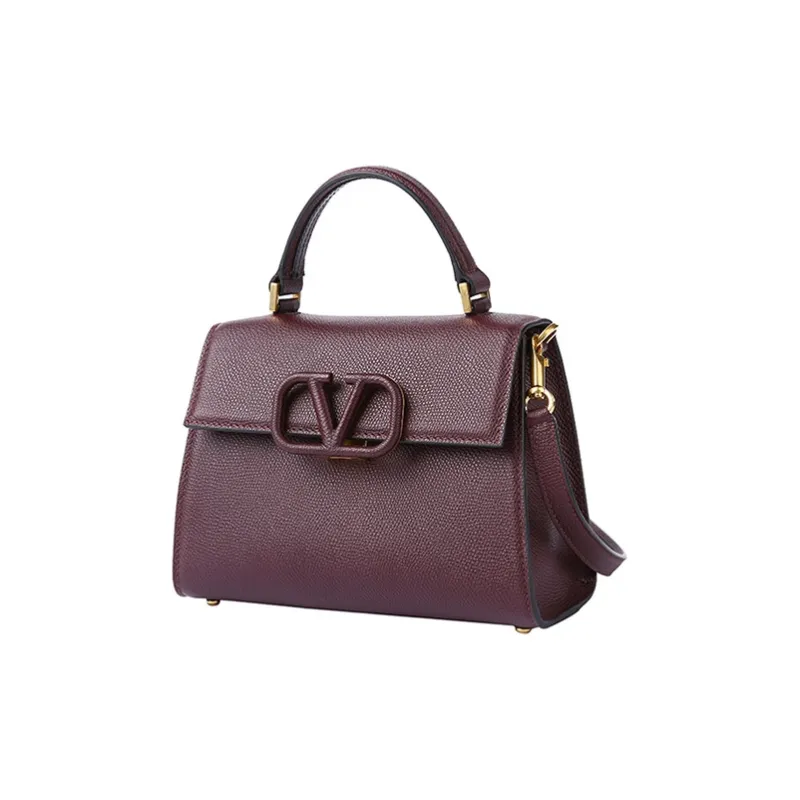 Valentino Cow Leather One Shoulder Handbag Women's Burgundy-1