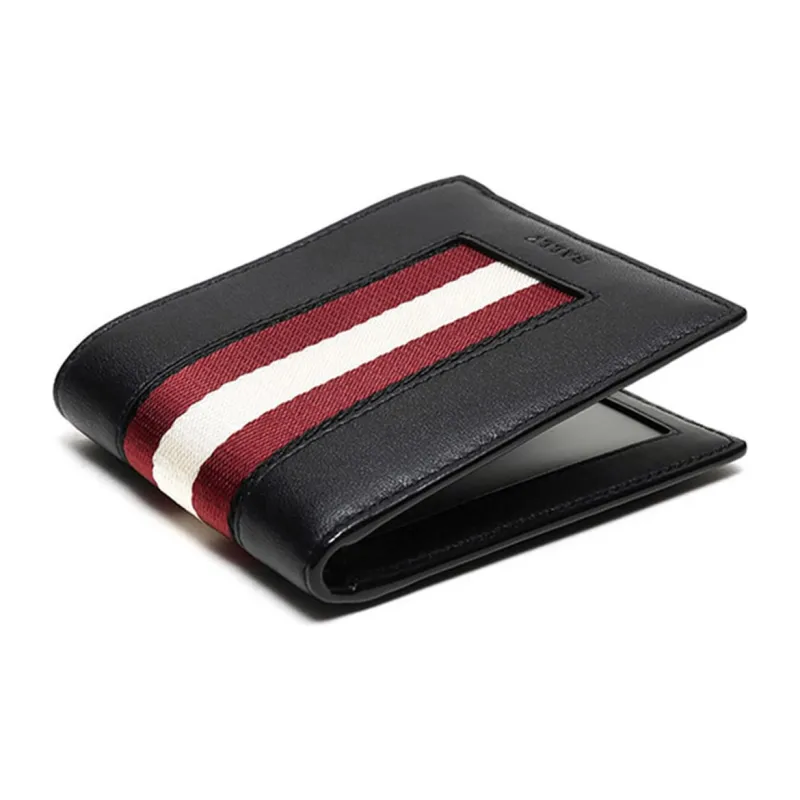 BALLY Cow Leather Leather Clip Wallet Men's Black-3
