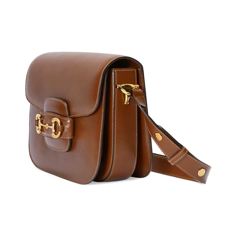 GUCCI Leather Saddle Bag, Crossbody Bag, Shoulder Bag Women's Brown-2