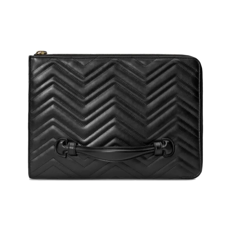 GUCCI GG Marmont Quilting Leather Clutch Men's Black-2