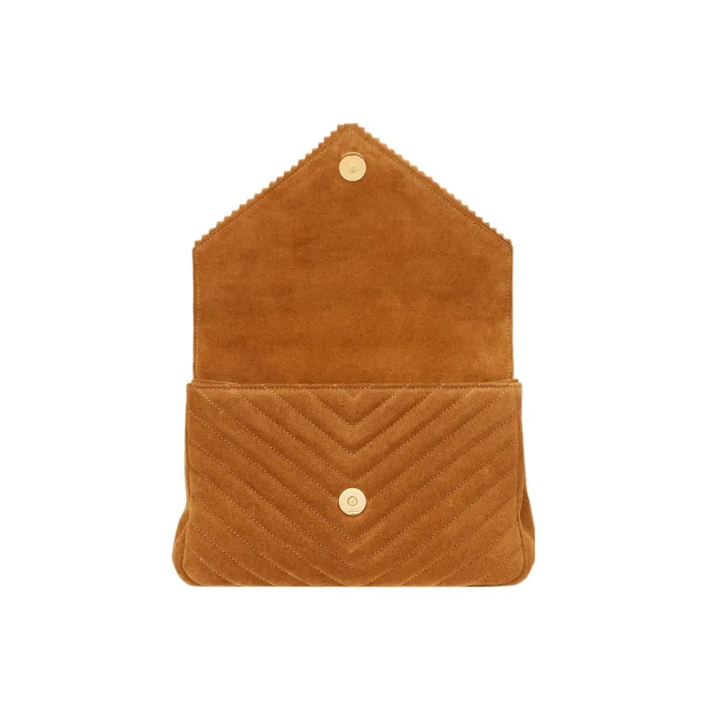 SAINT LAURENT Suede Material Chain Bag Portable Crossbody Bag Shoulder Bag Medium Size Women's Cinnamon Brown-5