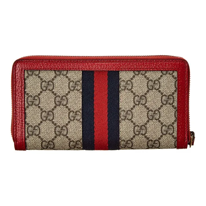 GUCCI Queen Margaret Canvas With Leather Wallet Regular Women's Ebony/Red-1