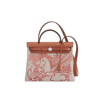 HERMES Herbag Cow Leather Handbag Shoulder Bag Crossbody Bag Regular Women's Orange Brown
