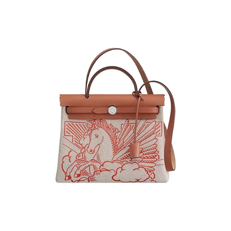 HERMES Herbag Cow Leather Handbag Shoulder Bag Crossbody Bag Regular Women's Orange Brown-0