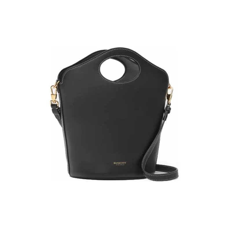 Burberry Pocket Bag Canvas Cow Leather Handbag Small Size Women's Black-1