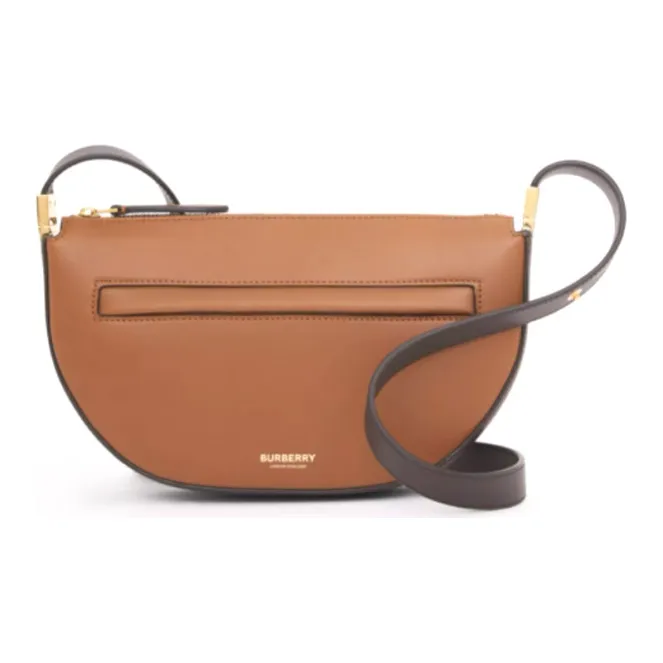 Burberry Olympia Leather Shoulder Bag Crescent Bag Handbag Shoulder Bag Crossbody Bag Small Size Women's Brown-1