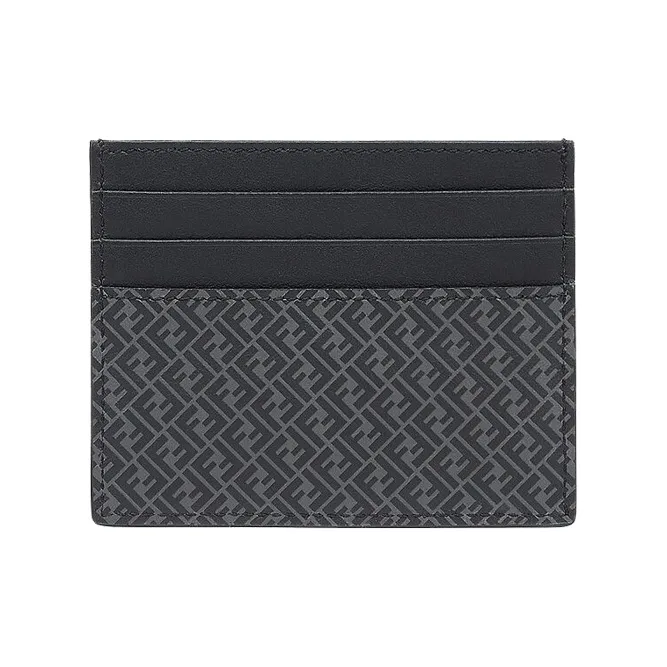 FENDI Calfskin Card Holder Card Holder Men's Black Gray-0
