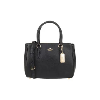 COACH Surrey Leather One Shoulder Handbags Women's Black