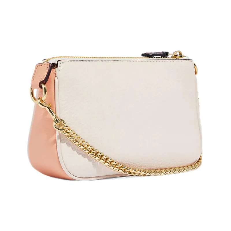 COACH Nolita Pebbled Leather Wrist Bag, Pochette, Shoulder Bag, Handbag Trumpets Women's White-1