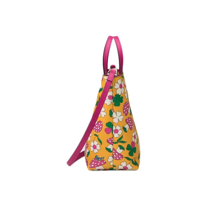 GUCCI Canvas With Leather Tote Bag Shopping Bag Shoulder Bag Crossbody Bag Handbag Kids' Yellow/Multicolor-1
