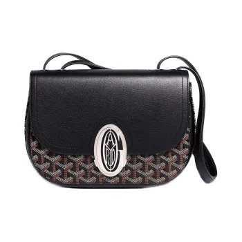 GOYARD 233 Canvas With Leather Shoulder Bag Crossbody Bag Regular Black