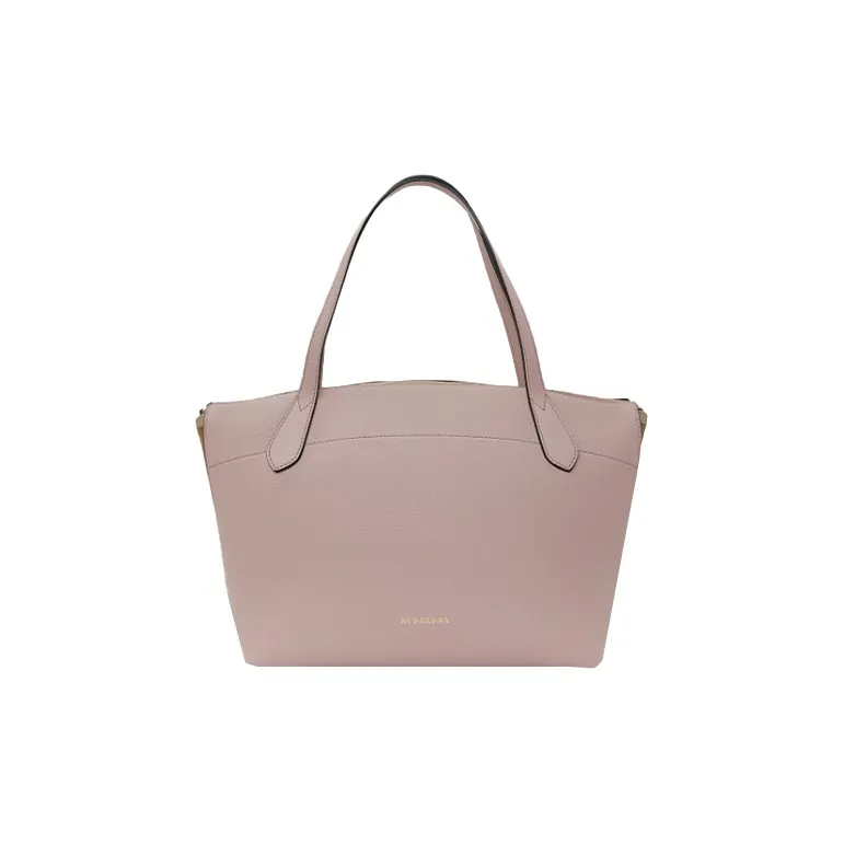 Burberry Calfskin With Cotton Tote Bag Shopping Bag Shoulder Bag Handbag Women's Cameo Brown Pink-0