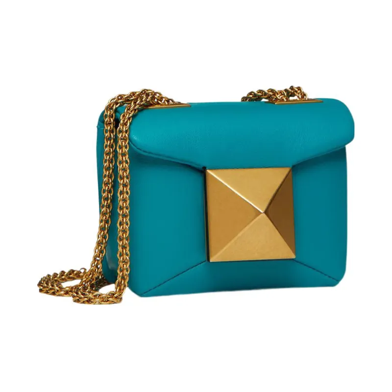 Valentino One Stud Calfskin Box Bag Clutch One Shoulder Handbag Mini Women's Mediterranean Blue-2