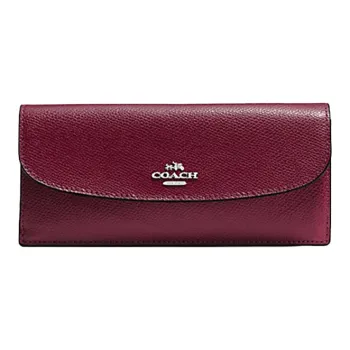 COACH Soft Wallet Soft Leather Card Holder Envelope Wallet Women's Berry Purple