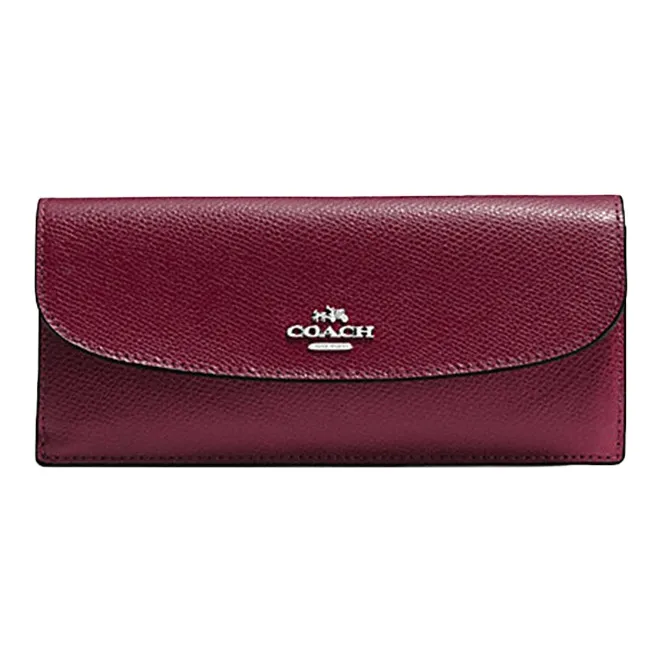 COACH Soft Wallet Soft Leather Card Holder Envelope Wallet Women's Berry Purple-0