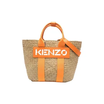 KENZO Fabric Basket Bag Shoulder Bag Crossbody Bag Handbag Women's Orange/Beige