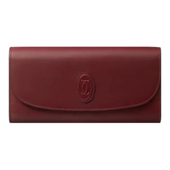 CARTIER Cow Leather Card Holder, Wallet Women's Burgundy