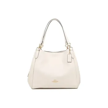 COACH Hallie Canvas Leather Bucket Bag Portable Crossbody Bag Shoulder Bag Large Size Women's Ecru