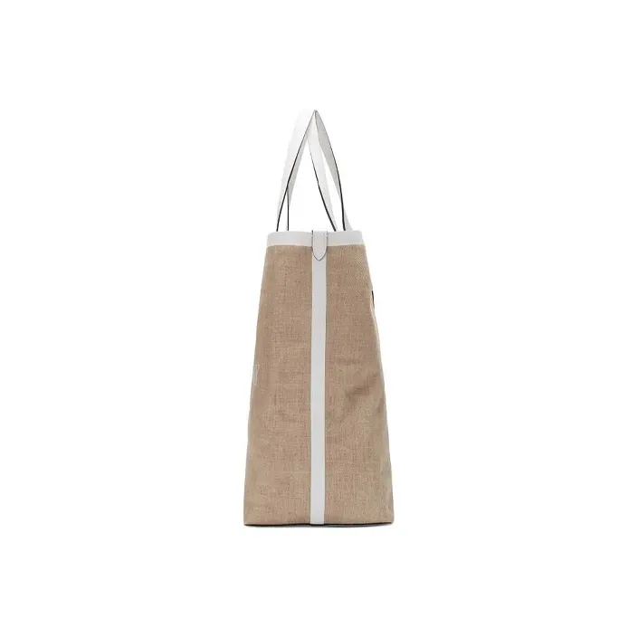 Burberry Polyurethane Tote Bag Shopping Bag Handbag Large Size Women's Chalk White Light Brown-2