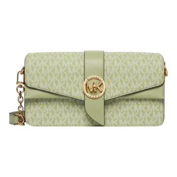 MICHAEL KORS Greenwich Cow Leather Envelope Bag, Shoulder Bag, Crossbody Bag Medium Size Women's Grass Green
