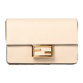 FENDI Baguette Cow Leather Baguette Bag Shoulder Bag Crossbody Bag Women's Cream