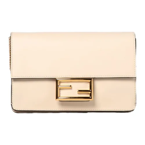 FENDI Baguette Cow Leather Baguette Bag Shoulder Bag Crossbody Bag Women's Cream