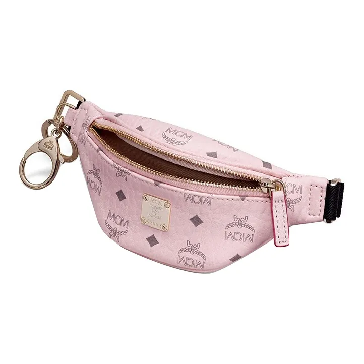 MCM Visetos Leather Clutch Coin Purse Women's Pink-1