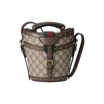GUCCI Leather Hats & Caps Box Bag Bucket Bag Crossbody Bag Shoulder Bag Mini Unisex Ebony & Brown