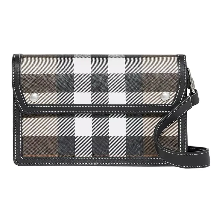 Burberry Canvas With Leather Shoulder Bag Crossbody Bag Unisex Dark Brown-0