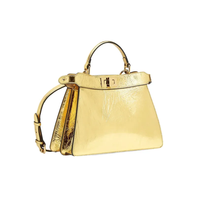 FENDI Peekaboo Sheepskin Shoulder Bag, Crossbody Bag, Handbag Trumpets Women's Gold-1