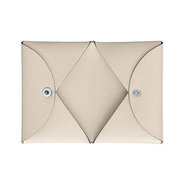 HERMES Calfskin Card Holder Women's Milkshake White-4
