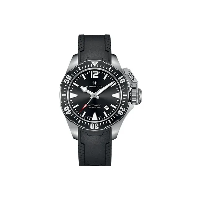 HAMILTON Automatic Mechanical Movement Men's Watches Watch 42mm Black Dial Stainless Steel Watch Case Rubber Strap-0