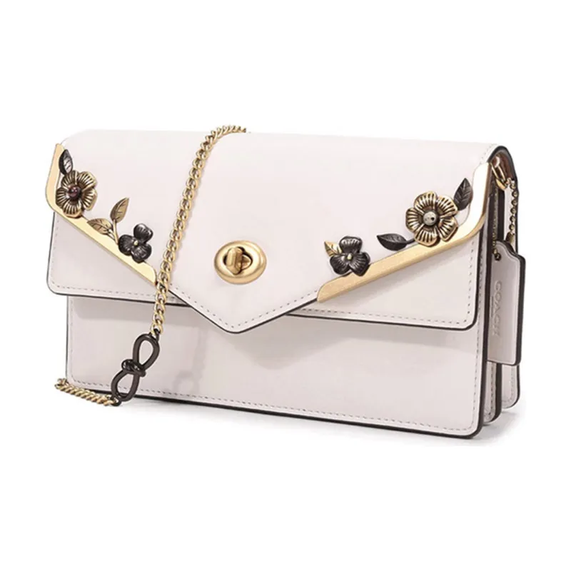 COACH Aster Leather Chain Bag, Shoulder Bag Trumpets Women's Chalk White-1