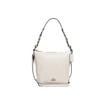 COACH Leather Bucket Bag, Hobo Bag, Crossbody Bag, Shoulder Bag Medium Size Women's Ecru