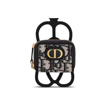 DIOR Oblique Printed Canvas Earphone Case Unisex Khaki