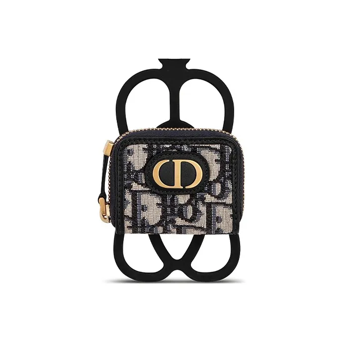 DIOR Oblique Printed Canvas Earphone Case Unisex Khaki-0