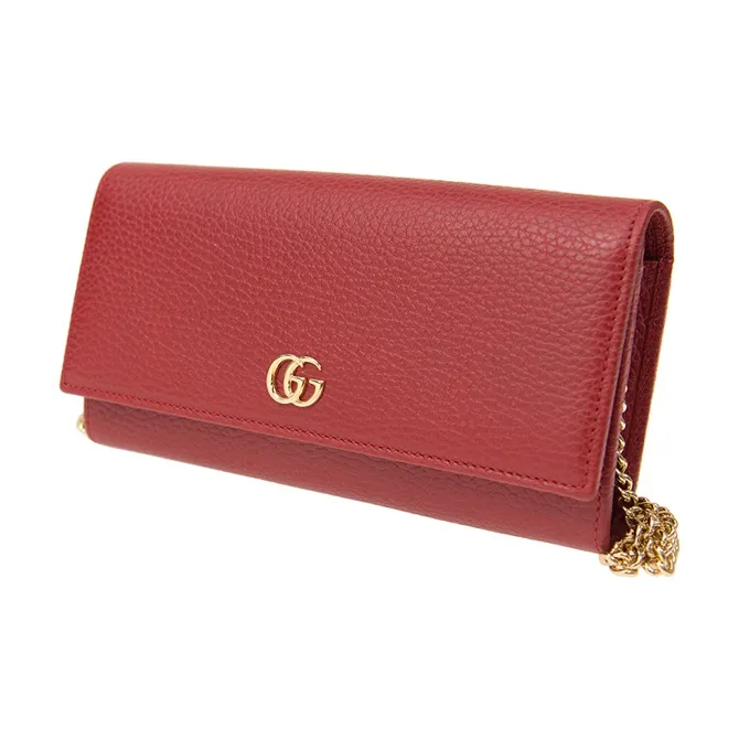 GUCCI GG Marmont Leather Wallet, Crossbody Bag, Shoulder Bag Women's Red-1
