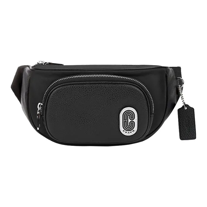 COACH Court Nylon Leather Shoulder Bag, Crossbody Bag, Fanny Pack, Sling Bag Trumpets Men's Black-0