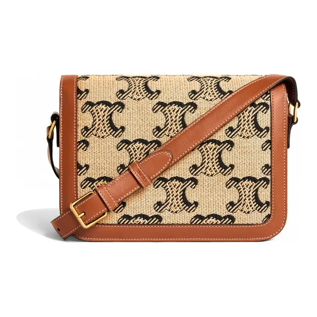 CELINE Triomphe Cow Leather Crossbody Bag, Handbag, Shoulder Bag Medium Size Women's Natural Color/Tan-2