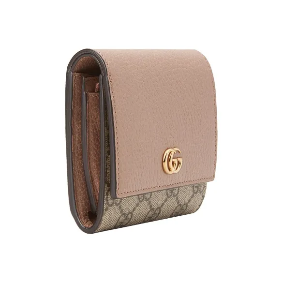 GUCCI Canvas With Leather Wallet Women's Ebony Beige-3