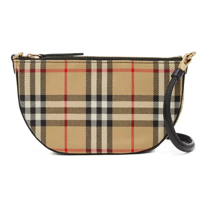 Burberry Olympia Canvas With Leather Shoulder Bag, Crescent Bag, Handbag, Shoulder Bag Regular Women's Classic Beige-3