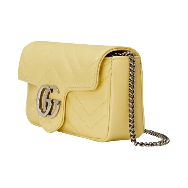 GUCCI GG Marmont Quilted Leather Crossbody Bag, Shoulder Bag Women's Yellow-2