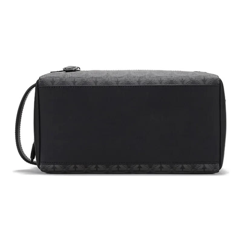 FERRAGAMO GANCINI Cow Leather Patchwork With Polyurethane Handbags Clutches Men's Black Gray-4