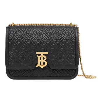 Burberry TB Exclusive Logo Lock Series Quilting Lambskin Shoulder Bag Crossbody Bag Medium Size Black