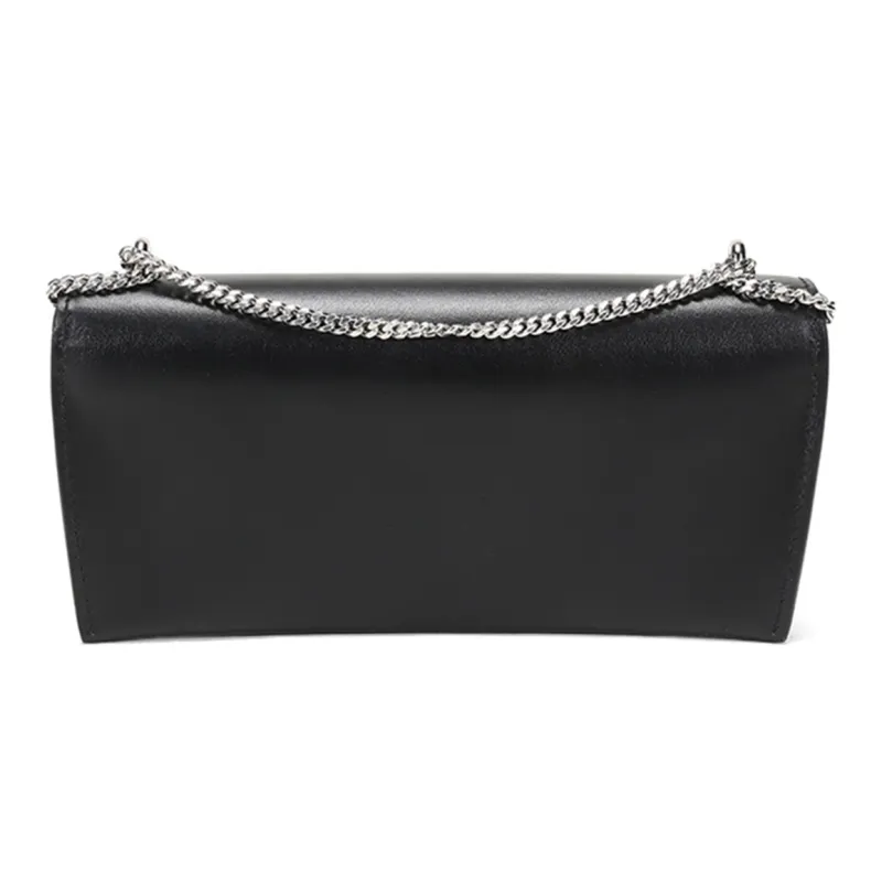 PRADA Leather Envelope Clutch, Chain Bag, Crossbody Bag, Shoulder Bag Women's Black-3