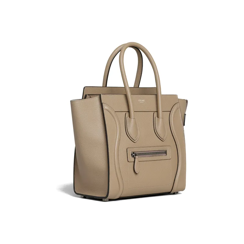 CELINE Luggage Cow Leather Handbag Smile Bag One Shoulder Handbag Extra Mini Women's Sand Dune-2
