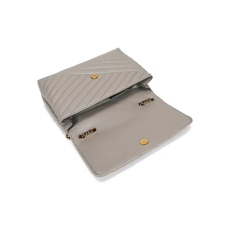 TORY BURCH Kira Sheepskin Shoulder Bag Tubas Women's Gray-5