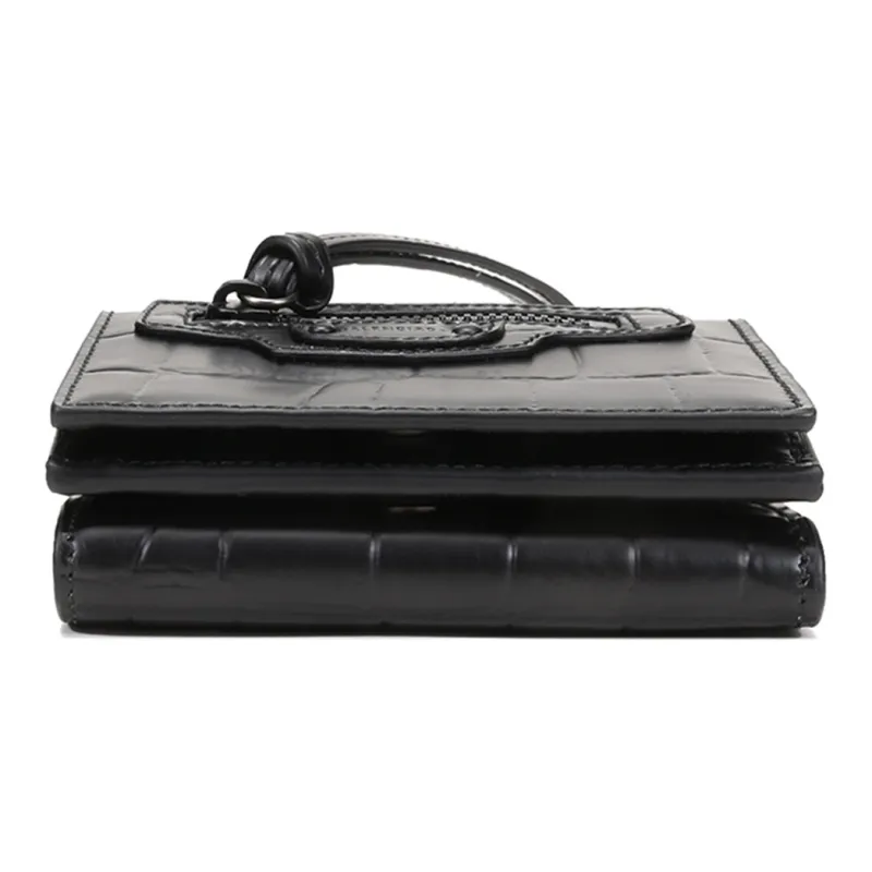 Balenciaga Cow Leather Wallets With Money Clip Mini Women's Black-4