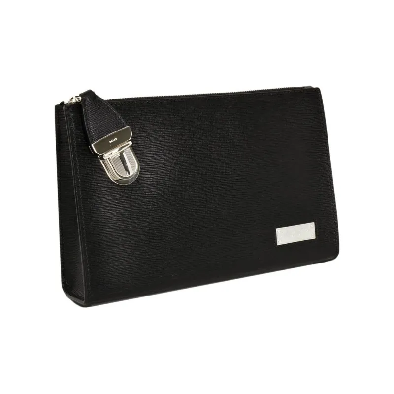 BALLY Cow Leather Clutch Regular Men's Black-1