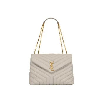 SAINT LAURENT LOULOU Quilted Leather Chain Bag, Shoulder Bag, Crossbody Bag Women's White